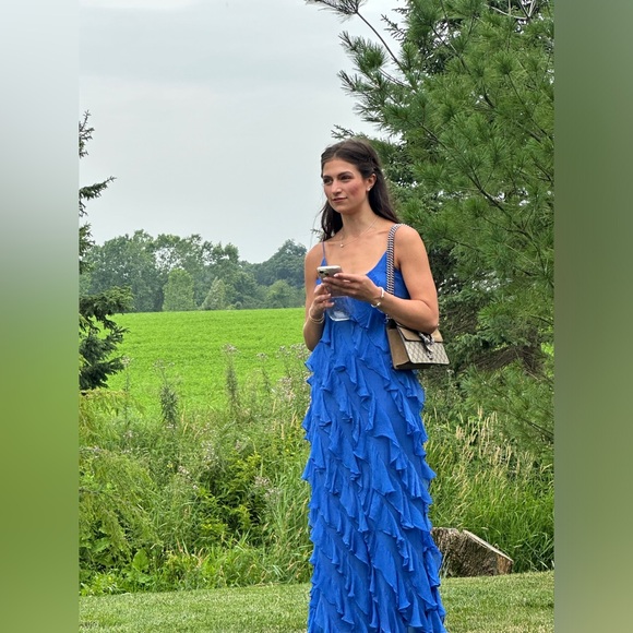 BHLDN Jia Bias-Cut Ruffled V-Neck Gown - Picture 4 of 4